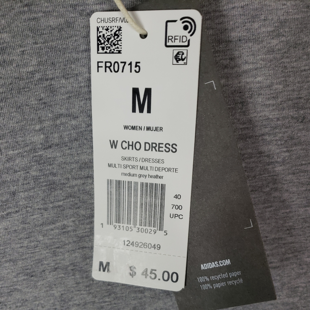 adidas Multi Sport Sleeveless Tank Cotton CHO Dress Grey - Picture 12 of 14